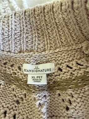 LL BEAN signature fisherman’s sweater Beige Open-Stitch button down cardigan.
